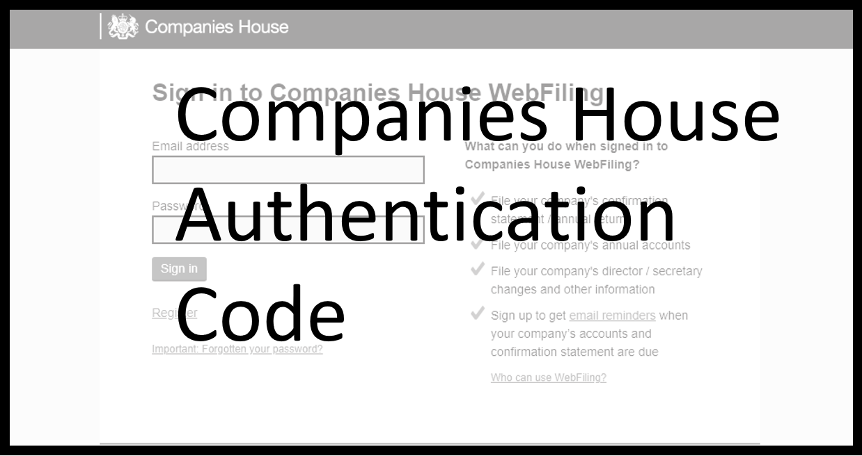 Companies House Authentication Code